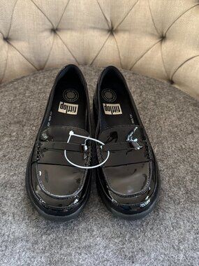 FITFLOP Black Patent Leather Loafers